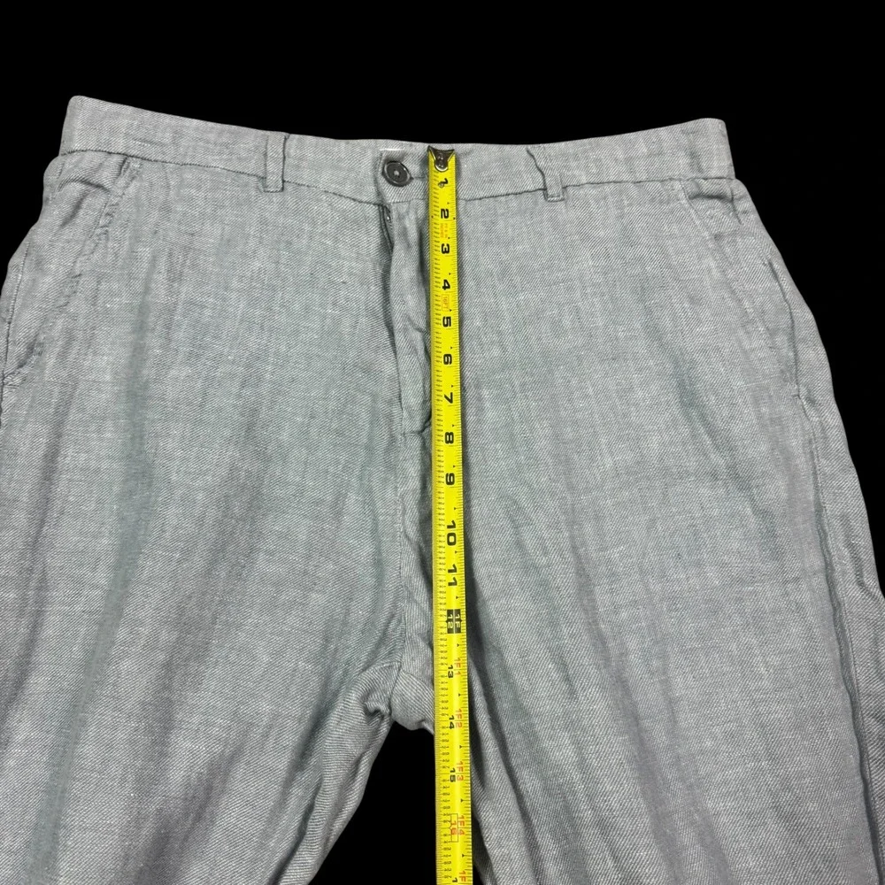 Porter & Ash 100% Linen Gray/Blue Straight Leg Pants Men's 36 (Fits 35x30) FLAW